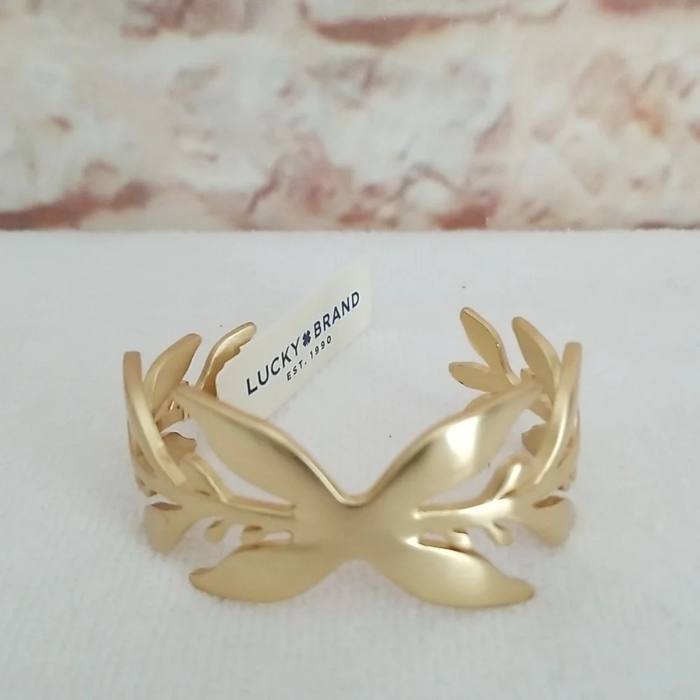 New Lucky Brand Organic Leaf Cuff Bracelet - Picture 1 of 7